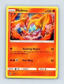 Moltres 38/214 Rare Lost Thunder Pokemon Lightly Played - Image 1