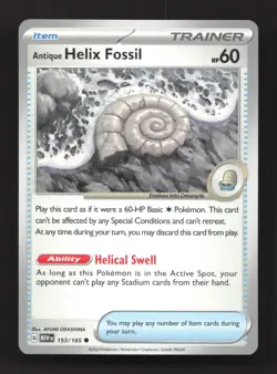 Antique Helix Fossil 153/165 Common 151 Pokemon Near Mint - Image 1