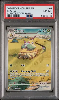 2024 POKEMON TEF EN-TEMPORAL FORCES ILLUSTRATION RARE #164 GROTLE PSA 8 - Image 1