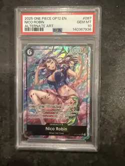 2025 ONE PIECE OP12-LEGACY OF THE MASTER ALTERNATE ART #087 NICO ROBIN PSA 10 - Image 1