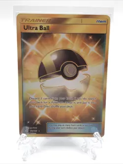 Pokemon Ultra Ball Gold Secret Rare Sun & Moon 161/149 Holo Trading Card LP - Image 1