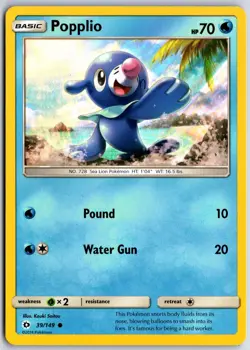 Pokemon Popplio (Water Web Holo) 039/149 Miscellaneous Cards & Products NM/M - Image 1