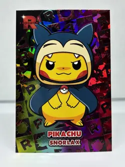 PIKACHU PONCHO x SNORLAX RAINBOW (CHASE CARD) - TEAM ROCKET CARD DATABASE - Image 1