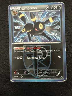 Umbreon Holo Rare 64/116 Team Plasma Freeze Pokemon Card 2013 LP/MP Vintage 1800 - Image 3