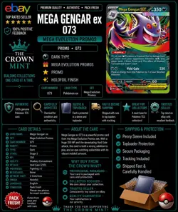 Mega Gengar ex 073 Promo Holo Mega Evolution Pokemon Card Near Mint - Image 1