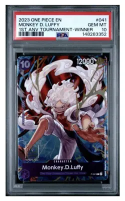 Monkey D. Luffy P-041 Bandai One Piece Card Game 1st Aniv. Trny. Winner - PSA 10 - Image 1