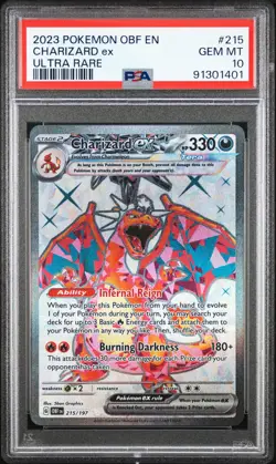 Charizard EX 215/197 Ultra Rare Obf En-obsidian Flames Pokemon PSA 10 - Image 1