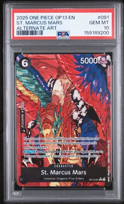 2025 One Piece OP13 En Special Alternate Art #091 St. Marcus Mars PSA 10 - Image 1