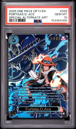 2025 ONE PIECE OP13 #028 CARRYING ON HIS WILL PORTGAS D ACE SP PSA 10 GEM MT - Image 1