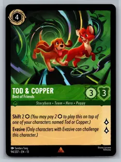 Attack of the Vine! Disney Lorcana Tod & Copper - Best of Friends 94/207 NM - Image 1