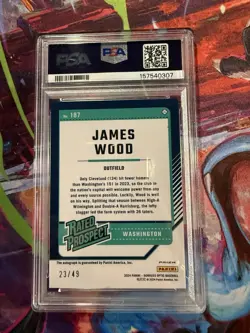 2024 Donruss Optic Signature Purple /49 James Wood RC PSA 8 - Image 2