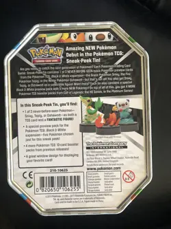 Pokemon Trading Card Game EMPTY Black White Snivy Tin with Insert - FAST SHIP - Image 2