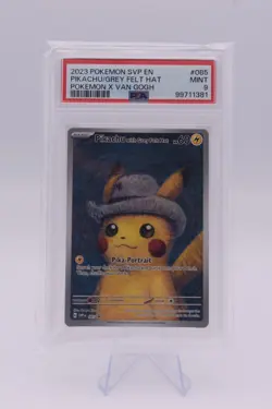 PSA 9 Pikachu with Grey Felt Hat 085 Van Gogh Promo Pokemon SVP EN Mint 2023 - Image 1