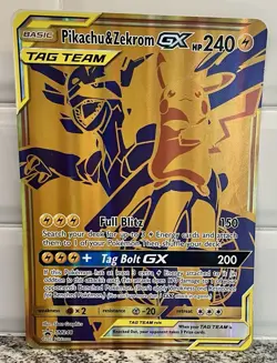 Pokemon Company Pikachu & Zekrom GX SM168 Tag Team GX Full Art Holo Promo Jumbo - Image 1