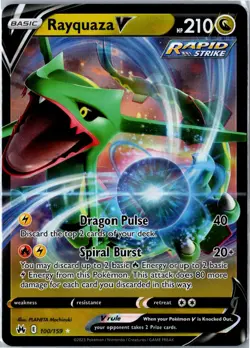 Rayquaza V - 100/159 Crown Zenith - V Rare Holo Near Mint - Image 1