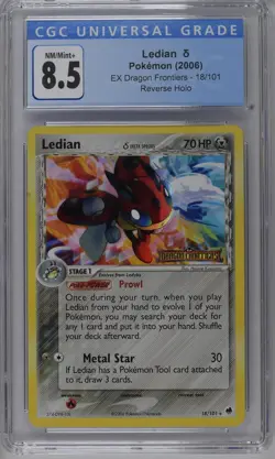 *POP 8* CGC 8.5 Ledian δ Delta Reverse Holo EX Dragon Frontiers 18/101 Pokemon - Image 1