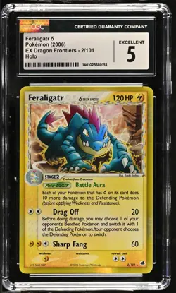 *POP 17* CGC 5 Feraligatr δ Delta Holo EX Dragon Frontiers 2/101 Pokemon 2006 - Image 1