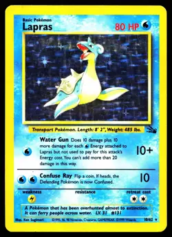LAPRAS 10/62 HOLO RARE FOSSIL POKEMON UNLIMITED HOLO MP - Image 1