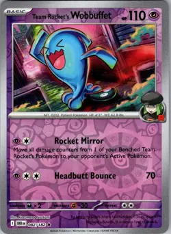 TEAM ROCKET'S WOBBUFFET 082/182 DESTINED RIVALS REVERSE HOLO POKEMON - Image 1