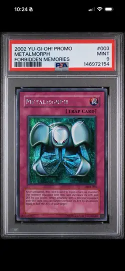 2002 YU-GI-OH! FMR-FORBIDDEN MEMORIES PROMOMETALMORPH 003 PSA 9 And Blue Eyes - Image 1