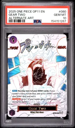 One Piece Gear Two Alternate Art OP11 EN #080 PSA 10 GEM MINT - Image 1