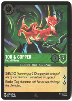 Disney Lorcana TCG Tod & Copper - Best of Friends 94/207 Rare Foil Attack Of The - Image 1