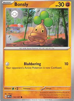 Pokemon Card - Bonsly - (110/197 - Obsidian Flames) - Image 1