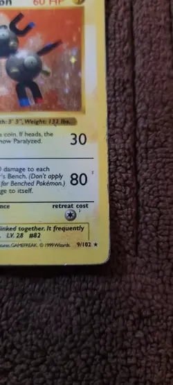 Pokemon - Magneton - Base Set - Shadowless Holo Rare 9/102 - VINTAGE - HP OBO - Image 5