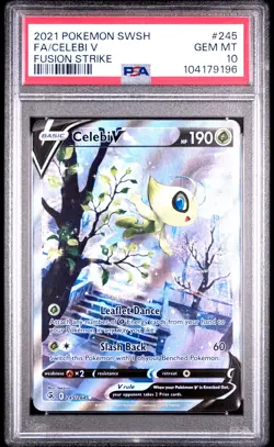 2021 POKEMON SWORD & SHIELD FUSION STRIKE #245 FULL ART/CELEBI V PSA 10 - Image 1