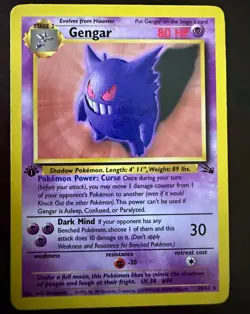Pokemon TCG Gengar 20/62 Fossil 1st Edition Holo Rare English 1999 80 HP - Image 1