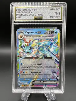 2025 POKEMON PRISMATIC EVOLUTIONS #023 VAPOREON EX AGS 10 PSA 10 EQUIVALENT - Image 1