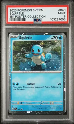 2023 POKEMON SVP EN-SV BLACK STAR PROMO 151 POSTER COLL #048 SQUIRTLE PSA 9 - Image 1
