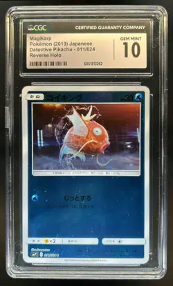 2019 Pokemon Japanese Detective Pikachu Magikarp Reverse Holo #011/024 CGC 10 - Image 1