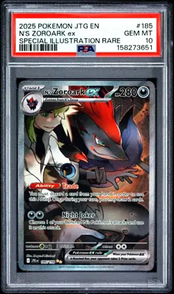 2025 POKEMON JTG EN-JOURNEY TOGETHER #185 N'S ZOROARK EX PSA 10 - Image 1