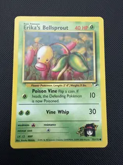 Erika’s Bellsprout 75/132 Gym Heroes LP/NM Pokemon Card Vintage WOTC 2000 - Image 1