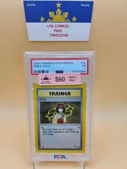 2000 Pokemon Gym Heroes Erika Holo #16 PSA 1 - Image 1