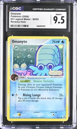 CGC 9.5 MINT+ Omanyte 60/92 EX Legend Maker Reverse Holo Stamped Pokemon Card - Image 1