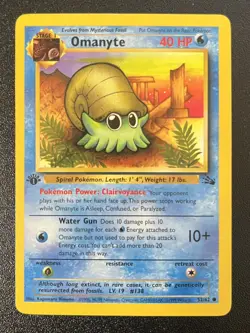 Pokemon Card 1999 Omanyte 52/62 1st Edition Fossil Set LP WOTC Vintage - Image 1