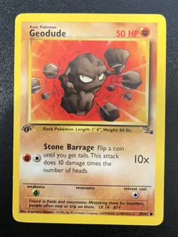 Pokemon 1st Edition Fossil Geodude 47/62 LP Vintage WOTC 1999 Pokemon Card - Image 1