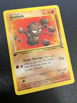 Pokemon 1st Edition Fossil Geodude 47/62 LP Vintage WOTC 1999 Pokemon Card - Image 2