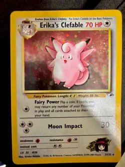 Pokemon TCG Erika's Clefable Gym Heroes Holo Card 3/132 Unlimited Rare - Image 1