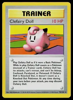 Pokemon Card Base Set Shadowless Clefairy Doll 70/102 Unlimited Rare - Image 1