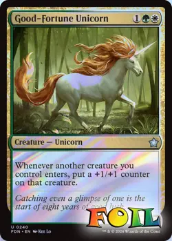 Good-Fortune Unicorn 0240 MTG Foundations Uncommon NP Foil - Image 1