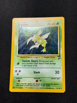 Pokemon Scyther 17/130 Holo Swirl Base Set 2 II 2000 NM - Image 2