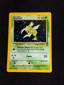 Pokemon Scyther 17/130 Holo Swirl Base Set 2 II 2000 NM - Image 3
