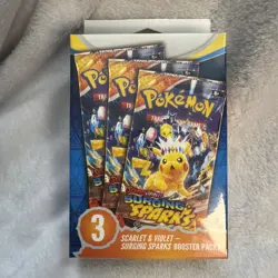 Pokemon TCG Surging Sparks Booster Bundle Sealed with 3 Pokemon Packs - Image 1