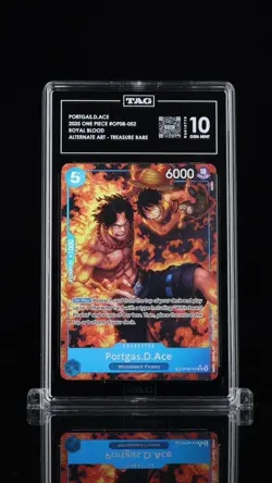 2025 ONE PIECE ROYAL BLOOD OP10 #OP08-052 PORTGAS.D.ACE TREASURE RARE TAG 10 - Image 1