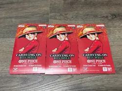 One Piece OP-13 Carrying On His Will Sleeved Booster Pack LOT OF 3 - Image 1