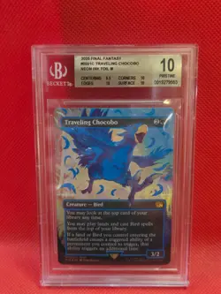 2025 MTG Final Fantasy #0551c Traveling Chocobo Neon Ink Blue Foil BGS 10 - Image 1