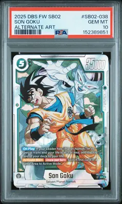 2025 DRAGON BALL SUPER CARD GAME FUSION WORLD MANGA BOOSTER 02 SON GOKU PSA 10 - Image 1
